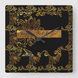 Gold Quadratische Wanduhr