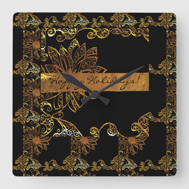 Gold Quadratische Wanduhr (Vorderseite)