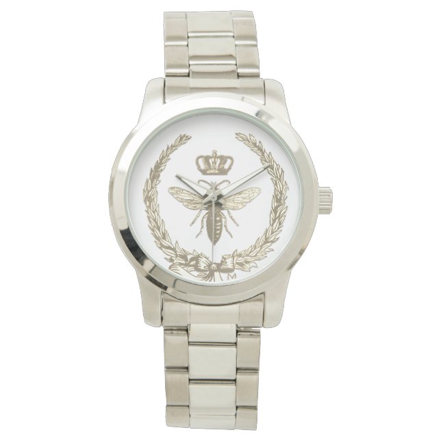 Gold Queen Bee French Farmhouse Crown Watch Armbanduhr (Vorderseite)