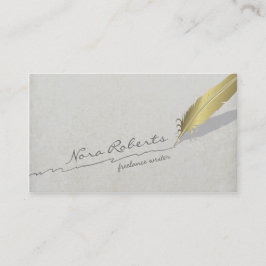 Gold Quill Feather Pen Handgezeichnete Linie für a Visitenkarte