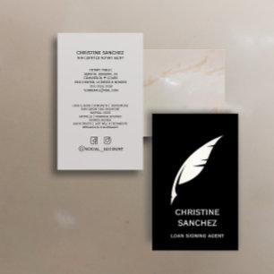 Gold Quill Pen ÖFFENTLICHES NOTARY SINGNING AGENT Visitenkarte