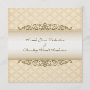 Gold Quilted Imprimer Mariage baroque Invitations
