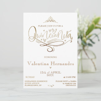 Gold Quinceañera Einladung Vorlage