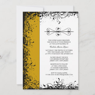 Gold Quinceanera Einladungen