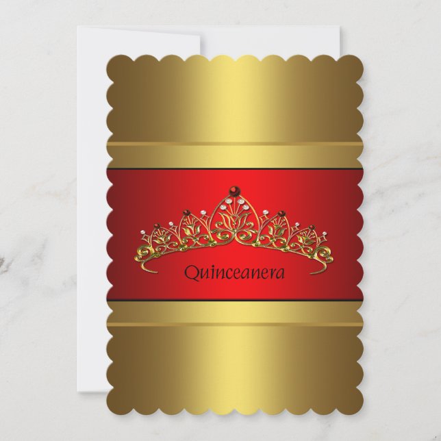 Gold Quinceanera Gold Tiara Geburtstag Einladung (Vorderseite)
