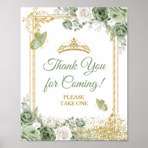 Gold Quinceañera Sage Green Vielen Dank für Ihr Ko Poster