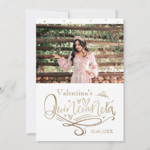 Gold Quinceañera Vielen Dank für Ihre Kartenvorlag Einladung