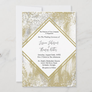 Gold Rahmen Silver & Gold Spritzer Abstrakt Hochze Einladung