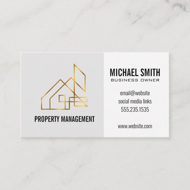 Gold Real Anwesen Logo Business Card Visitenkarte (Vorderseite)