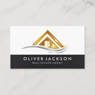 Gold-Real-Anwesen-Logo   Leder Visitenkarte