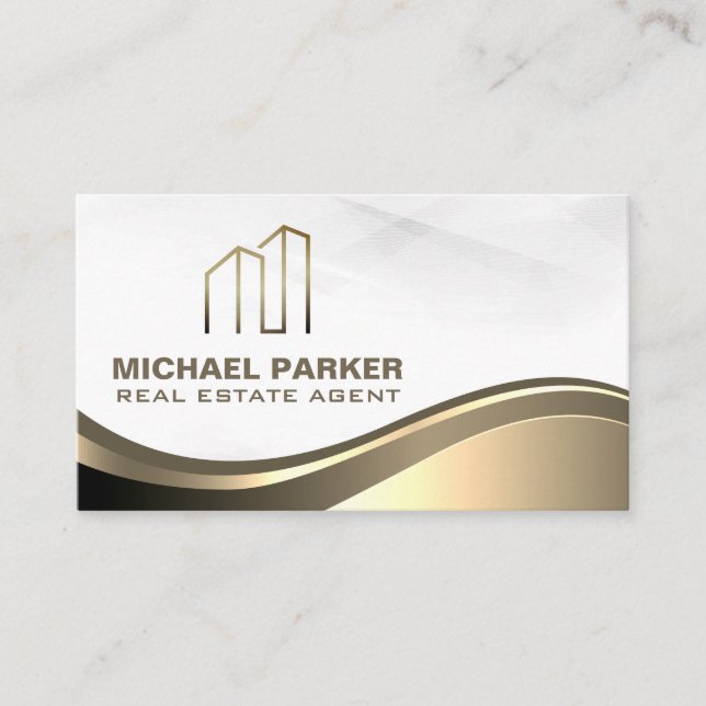 Gold-Real-Anwesen-Logo | Moderne Führungskraft Visitenkarte (Vorderseite)