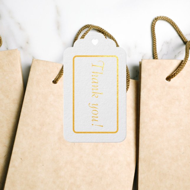 Gold Rechteckige Grenze auf Weiß Vielen Dank Geschenkanhänger (In Situ Bag)