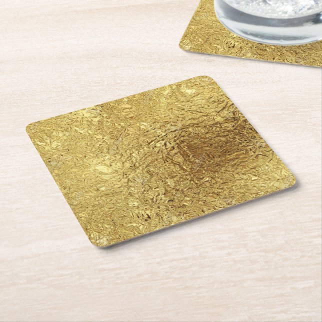 Gold- Rechteckiger Pappuntersetzer (angewinkelt)