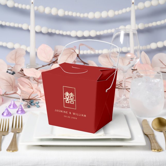 Gold Rectangle Double Happiness Chinese Wedding Geschenkschachtel (Hochzeit)