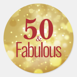 Gold Red 50 & Fabuleux Sticker d'anniversaire