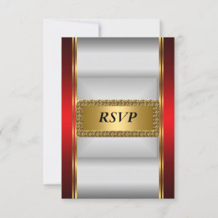 Gold Red Art Deco UAWG RSVP Karte
