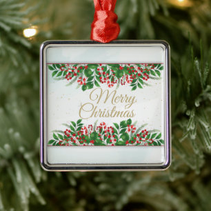 Gold, Red Barri Frohe Weihnachten Verheiratet Ornament Aus Metall