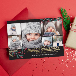 Gold Red Berries 6 FotoCollage | Frohe Weihnachten