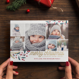 Gold Red Berries 6 FotoCollage | Frohe Weihnachten