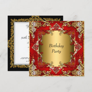 Gold Red Birthday Einladung