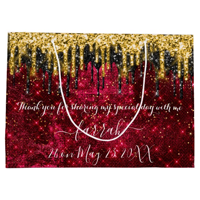 Gold Red Black Drips Favoriser Grand Sac Cadeau (Dos)