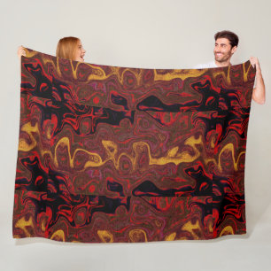 Gold Red Black Fire Stone Fleecedecke