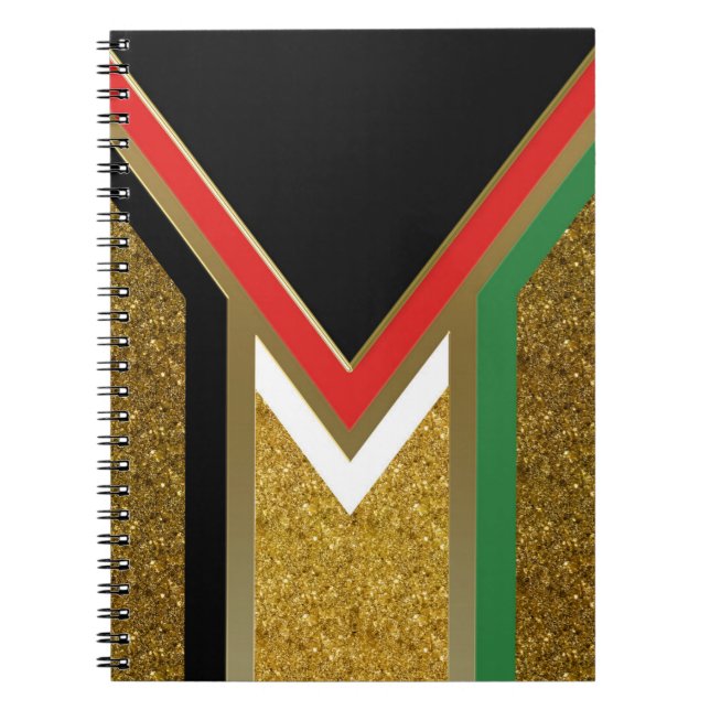 Gold + Red Black Green White Geometrie Notizblock (Vorderseite)