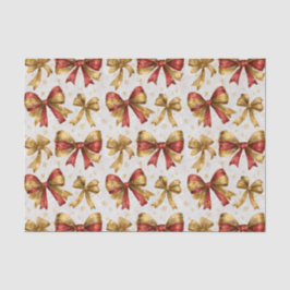 Gold Red Bows Christmas Seidenpapier