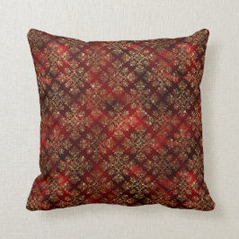 Gold Red Burgundy Metallic Damask Eleganter Chic Kissen