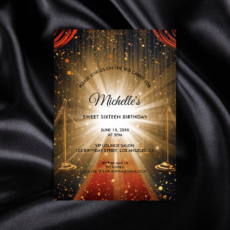 Gold Red Carpet 16 . Geburtstag Classy Birthday Einladung