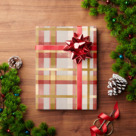 Gold Red Christmas Kariert Geschenkpapier