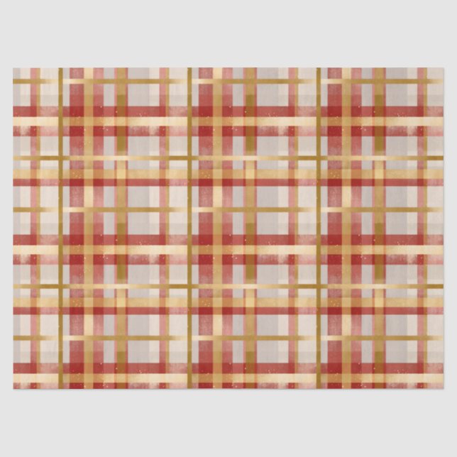 Gold Red Christmas Kariert Seidenpapier (Vorderseite)