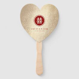 Gold Red Circle Double Happiness Chinese Wedding Fächer