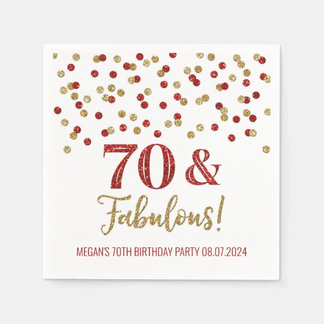 Gold Red Confetti 70 & Fabulous Serviette (Vorderseite)