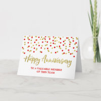 Gold Red Confetti Anniversary Card