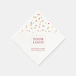 Gold Red Confetti Custom Business Promotions Logo Serviette