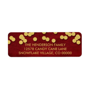 Gold & Red Confetti Dots Weihnachtslabel