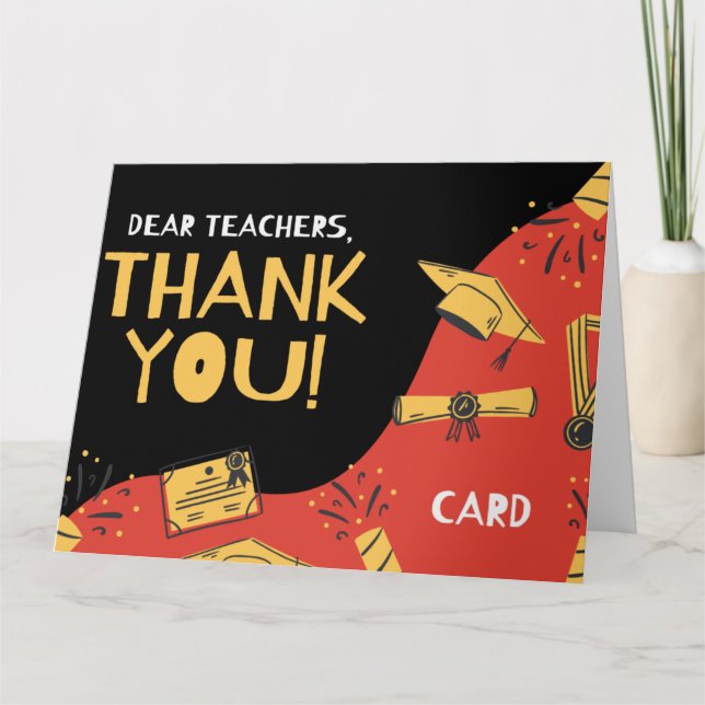 Gold Red Confetti Teacher Birthday Karte (Vorderseite)