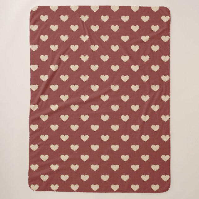 Gold Red Cream Glitter Hearts  Sherpadecke (Vorderseite)