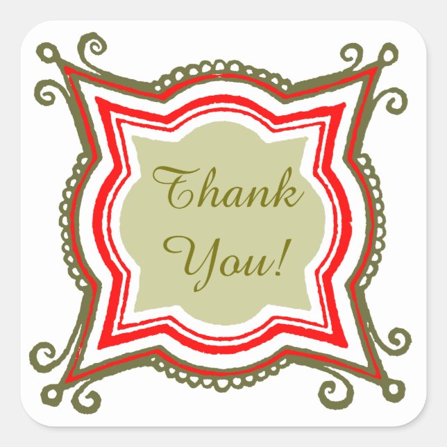 Gold Red Custom Danke Stickers (Vorderseite)