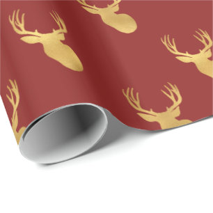 Gold Red Deer Geschenkpapier