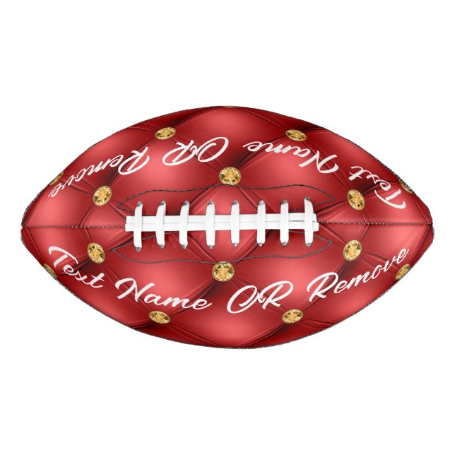 Gold Red Diamond gefistetes Leder Ihr Text Fußball Football (Vorderseite)