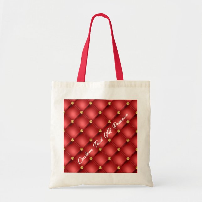 Gold Red Diamond Tufliter Leder Benutzerdefinierte Tragetasche (Vorne)