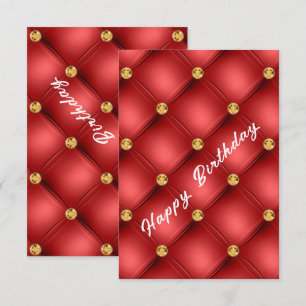 Gold Red Diamond Tufted Romantique carte d'anniver