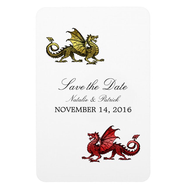 Gold Red Dragon Save the Date Magnet (Vertikal)