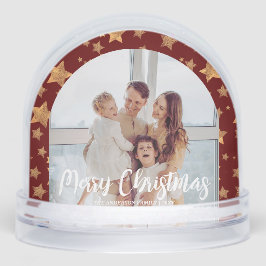 Gold Red Family Foto Frohe Weihnachtsschneeglobe Schneekugeln