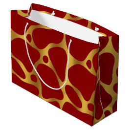 Gold & Red Giraffen Muster Große Geschenktasche Geschenktüte