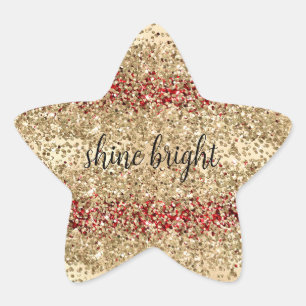 Gold Red Glitzy Glitzer Sparkle Confetti Shine Stern-Aufkleber