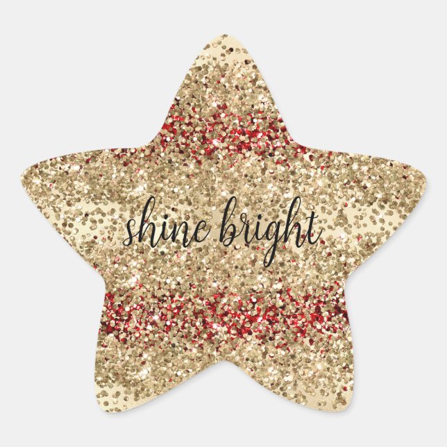 Gold Red Glitzy Glitzer Sparkle Confetti Shine Stern-Aufkleber (Vorderseite)