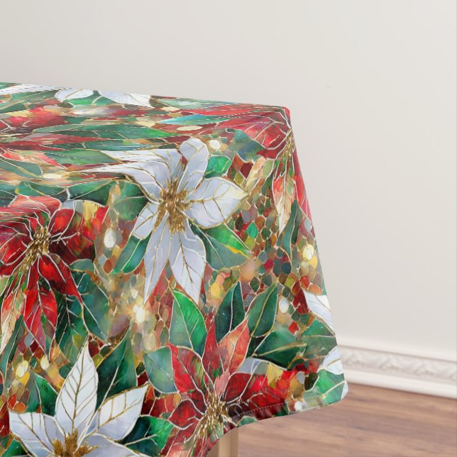 Gold Red Green White Poinsettia Tischdecke (Beispiel)